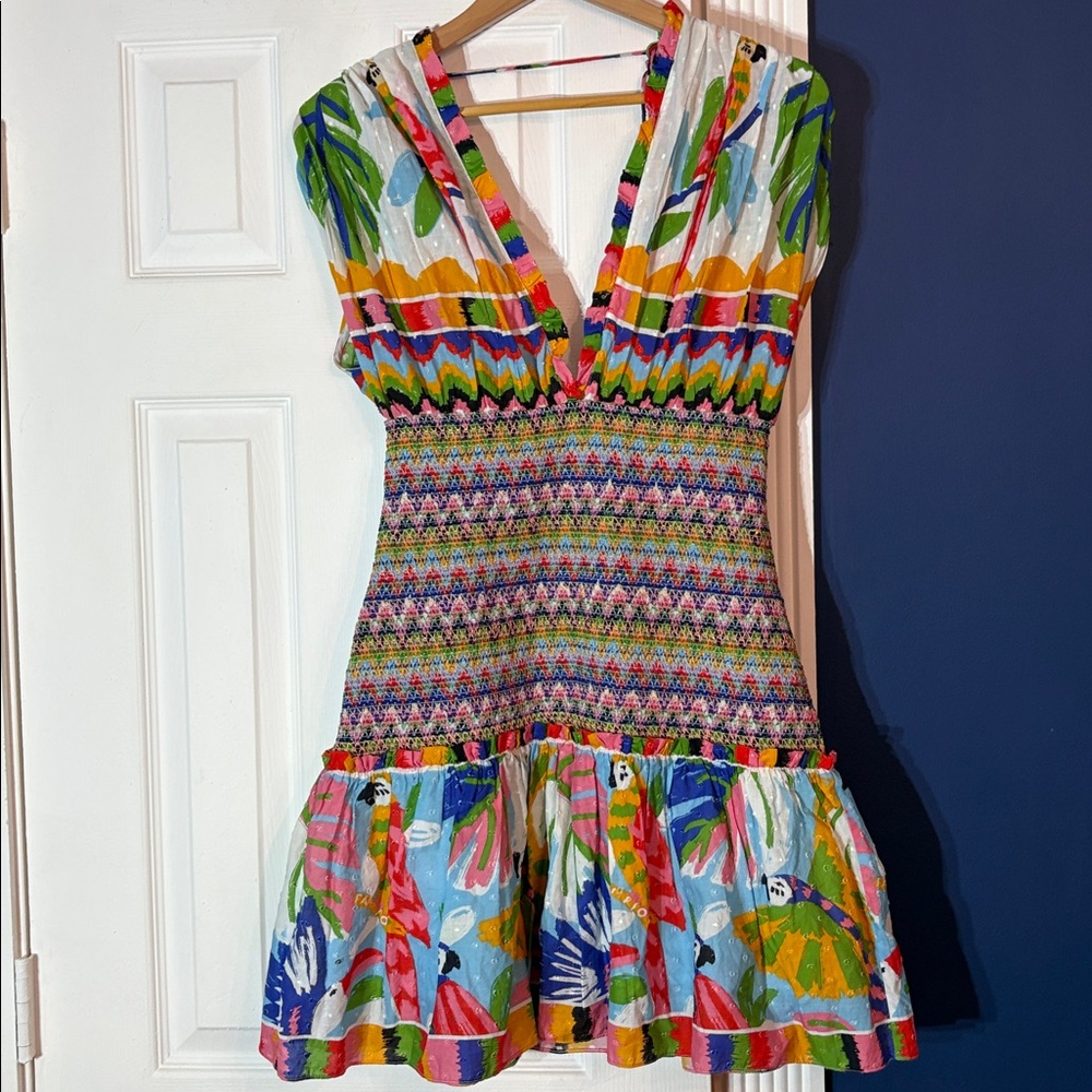 FARM Rio Colorful Forest Smocked Mini Dress - M - Picture 4 of 4